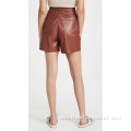 New Arrivals Solid Leather Women's Vintage Shorts